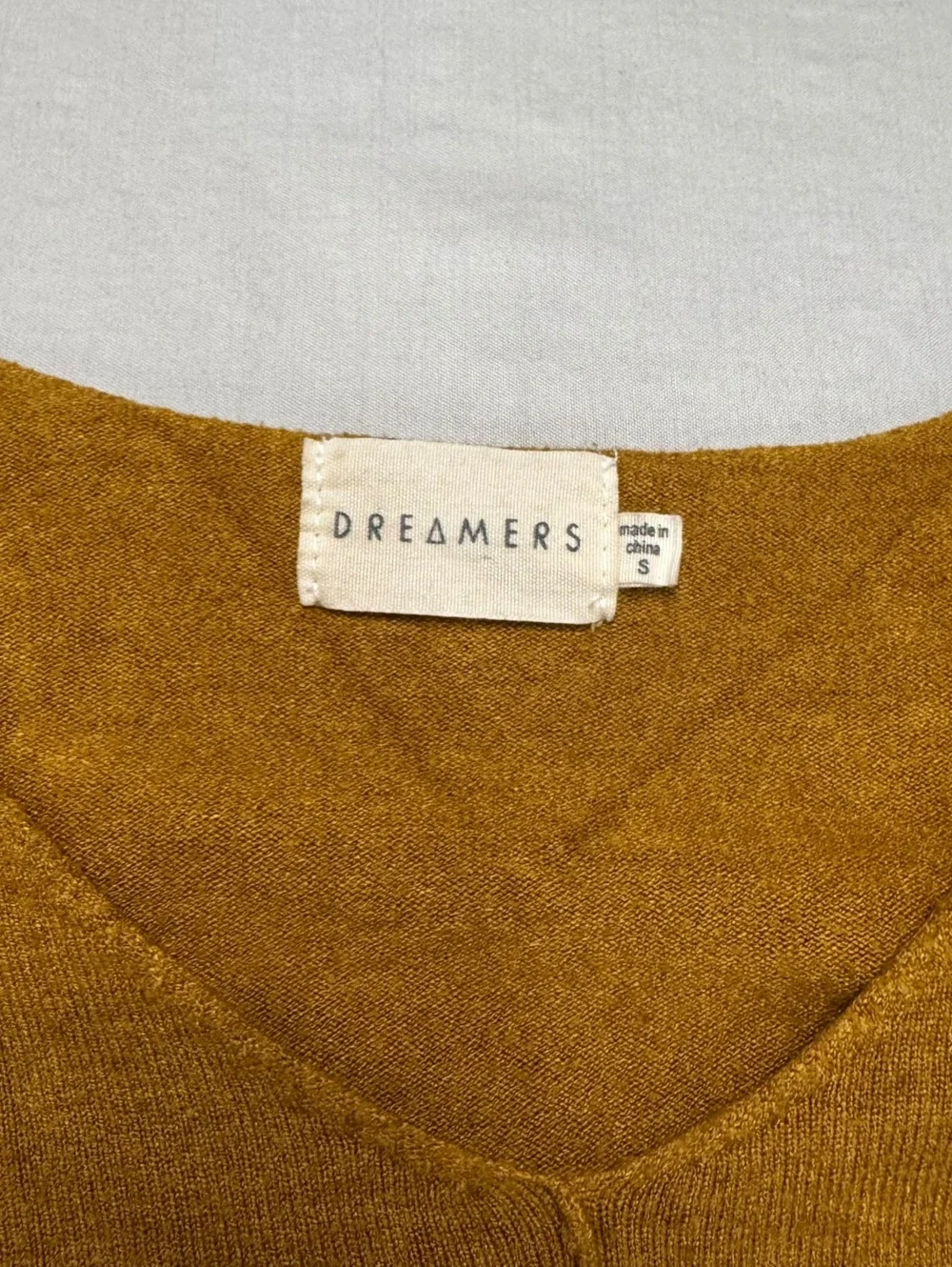 Dreamers Mustard Rust Oversized V Neck Knit Sweater S Y2K Boho
